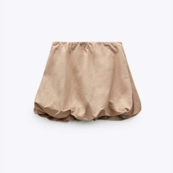 NWT Zara Tan Bubble Mini Skirt Size Medium - Picture 2 of 5